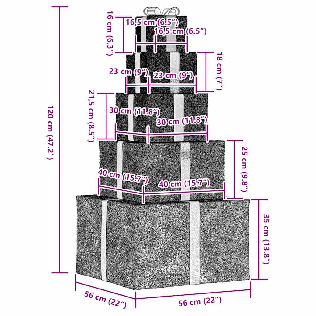 Vánoční Dekorace Dárková Krabička 250Teple Bílých Led