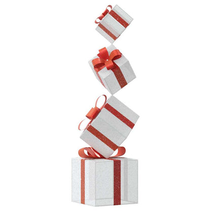 Vánoční Dekorace Dárková Krabička 80 Teple Bílých Led