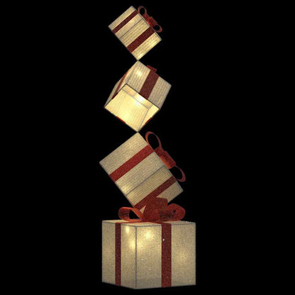 Vánoční Dekorace Dárková Krabička 80 Teple Bílých Led