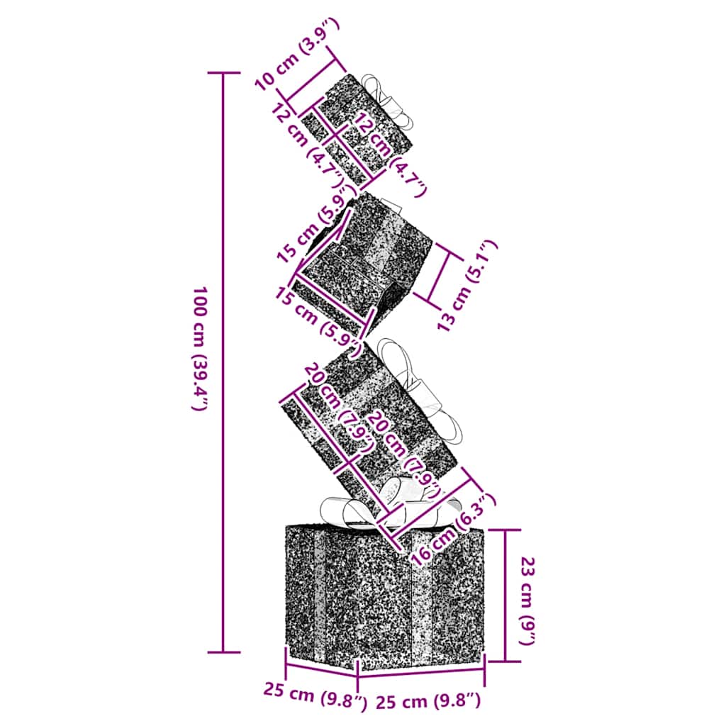 Vánoční Dekorace Dárková Krabička 80 Teple Bílých Led