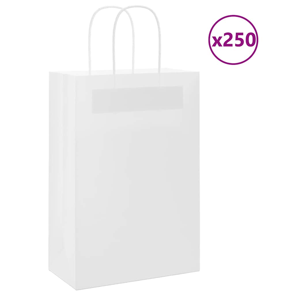 Papírové Tašky 250 Ks S Uchy Bílá 21X11X31 Cm