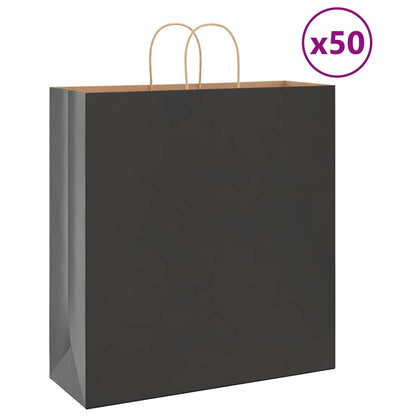 Papírové Tašky 50 Ks S Uchy Černé Černá