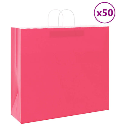 Papírové Tašky 50 Ks S Uchy Růžové 54X15X49 Cm