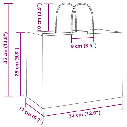 Papírové Sáčky 250 Ks S Uchy Růžové 32X17X25 Cm