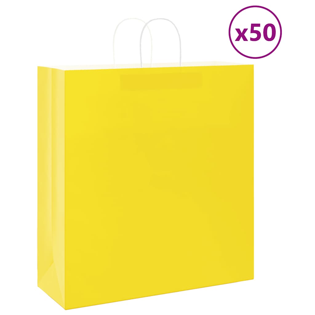 Papírové Tašky 50 Ks S Uchy Žlutá 45X17X48 Cm