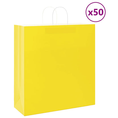 Papírové Tašky 50 Ks S Uchy Žlutá 45X17X48 Cm
