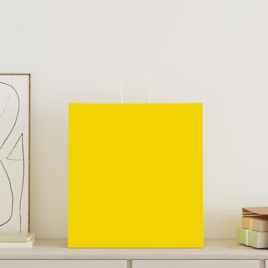 Papírové Tašky 50 Ks S Uchy Žlutá 45X17X48 Cm