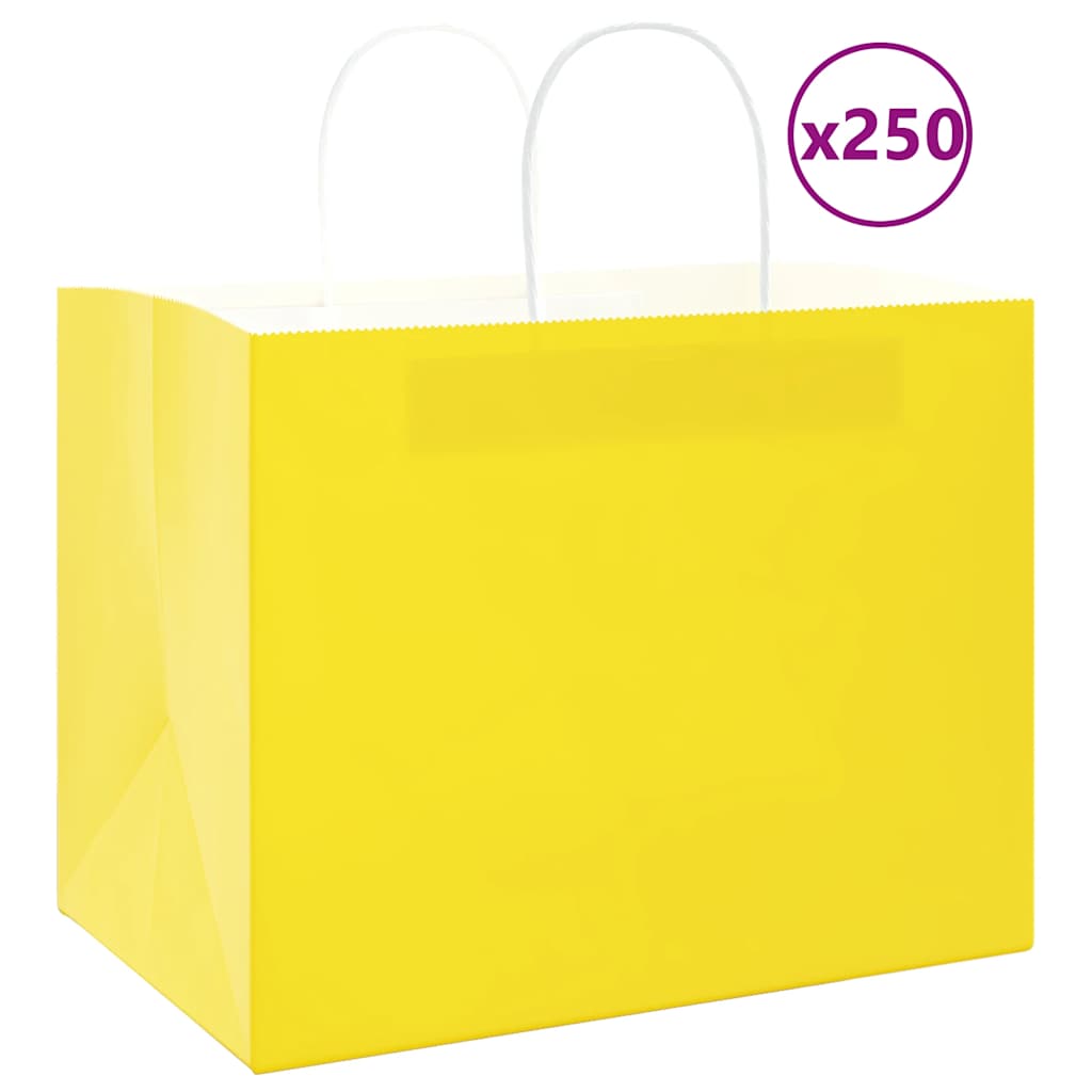 Papírové Sáčky 250 Ks S Uchy Žluté 32X22X24 Cm