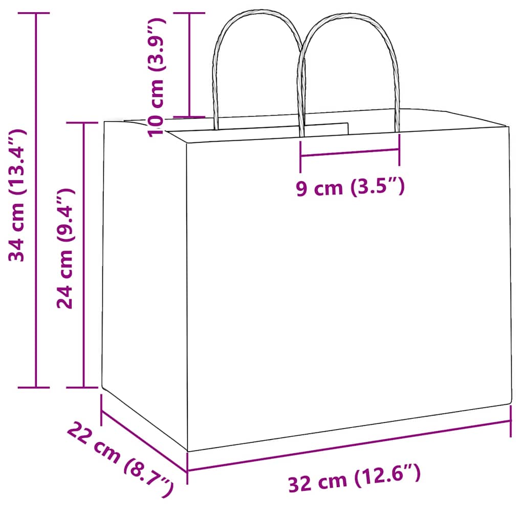 Papírové Sáčky 250 Ks S Uchy Žluté 32X22X24 Cm