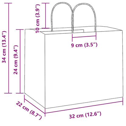Papírové Sáčky 250 Ks S Uchy Žluté 32X22X24 Cm