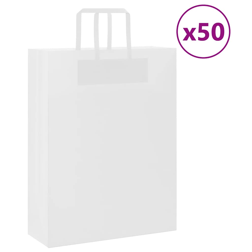 Papírové Tašky 250 Ks S Uchy Bílá
