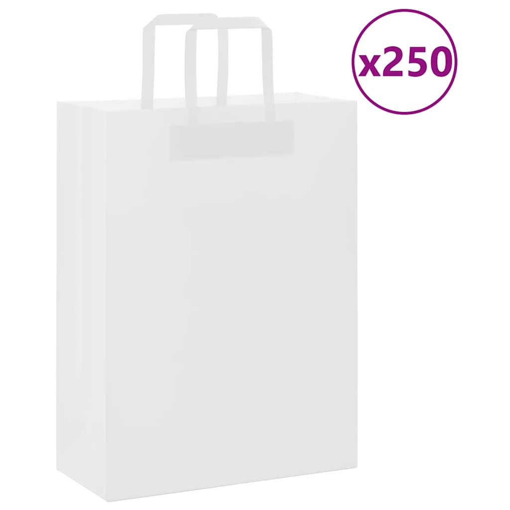 Papírové Tašky 250 Ks S Uchy Bílá