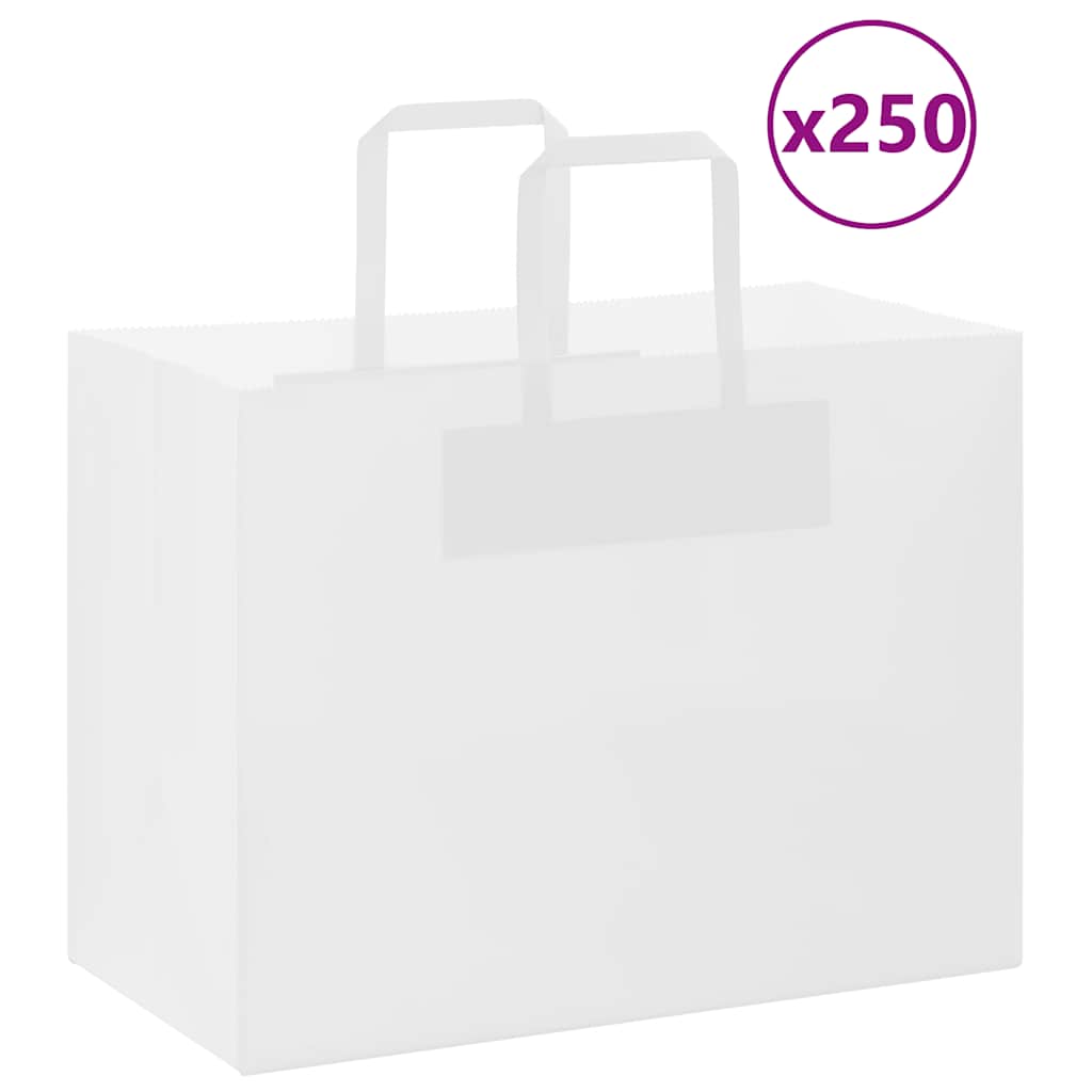 Papírové Tašky 250 Ks S Uchy Bílá