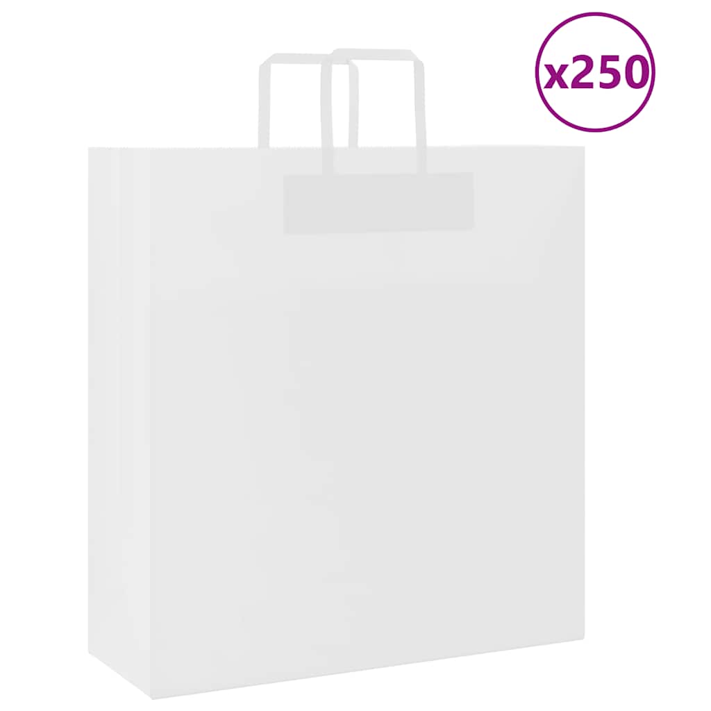 Papírové Tašky 250 Ks S Uchy Bílá