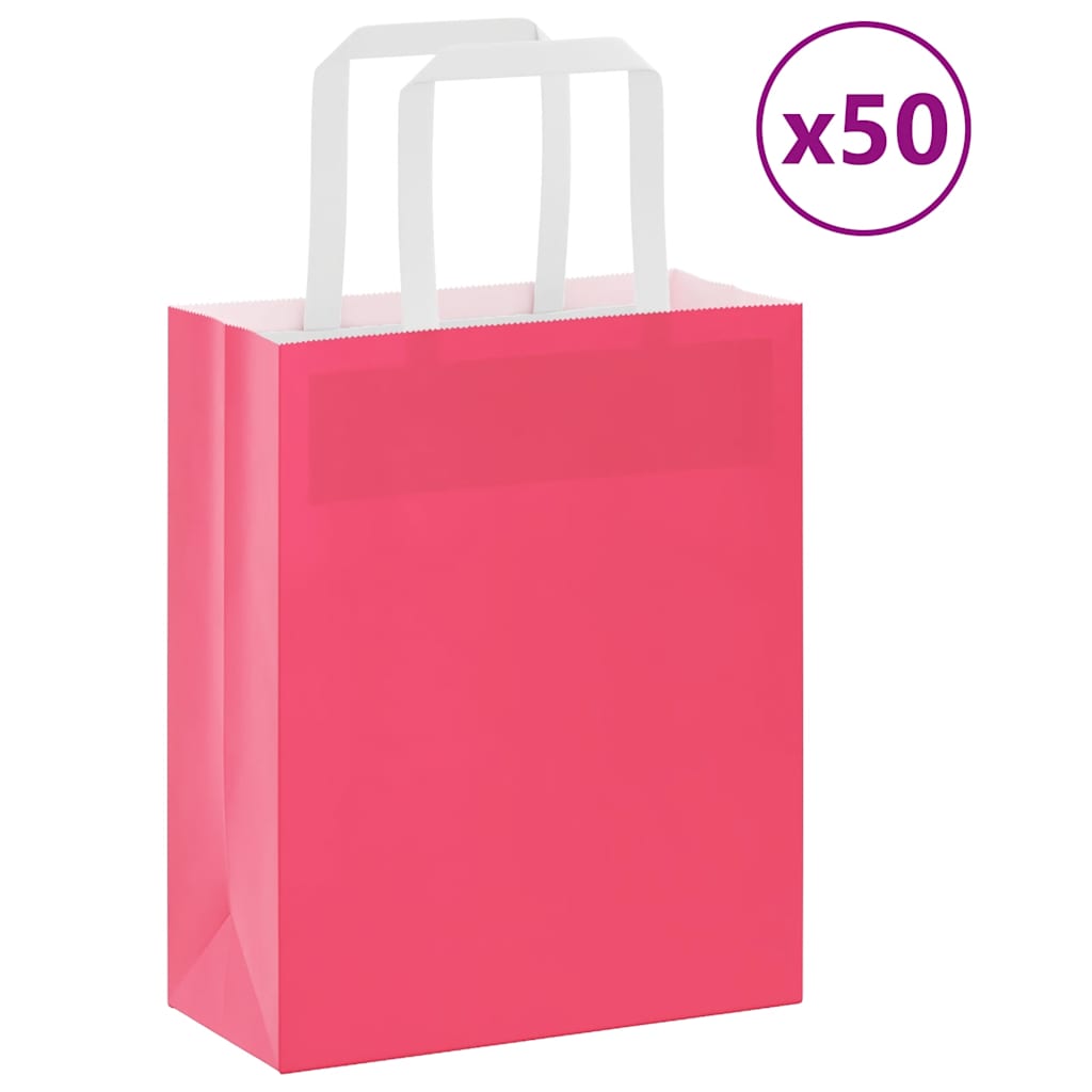 Papírové Tašky 50 Ks S Uchy Růžová
