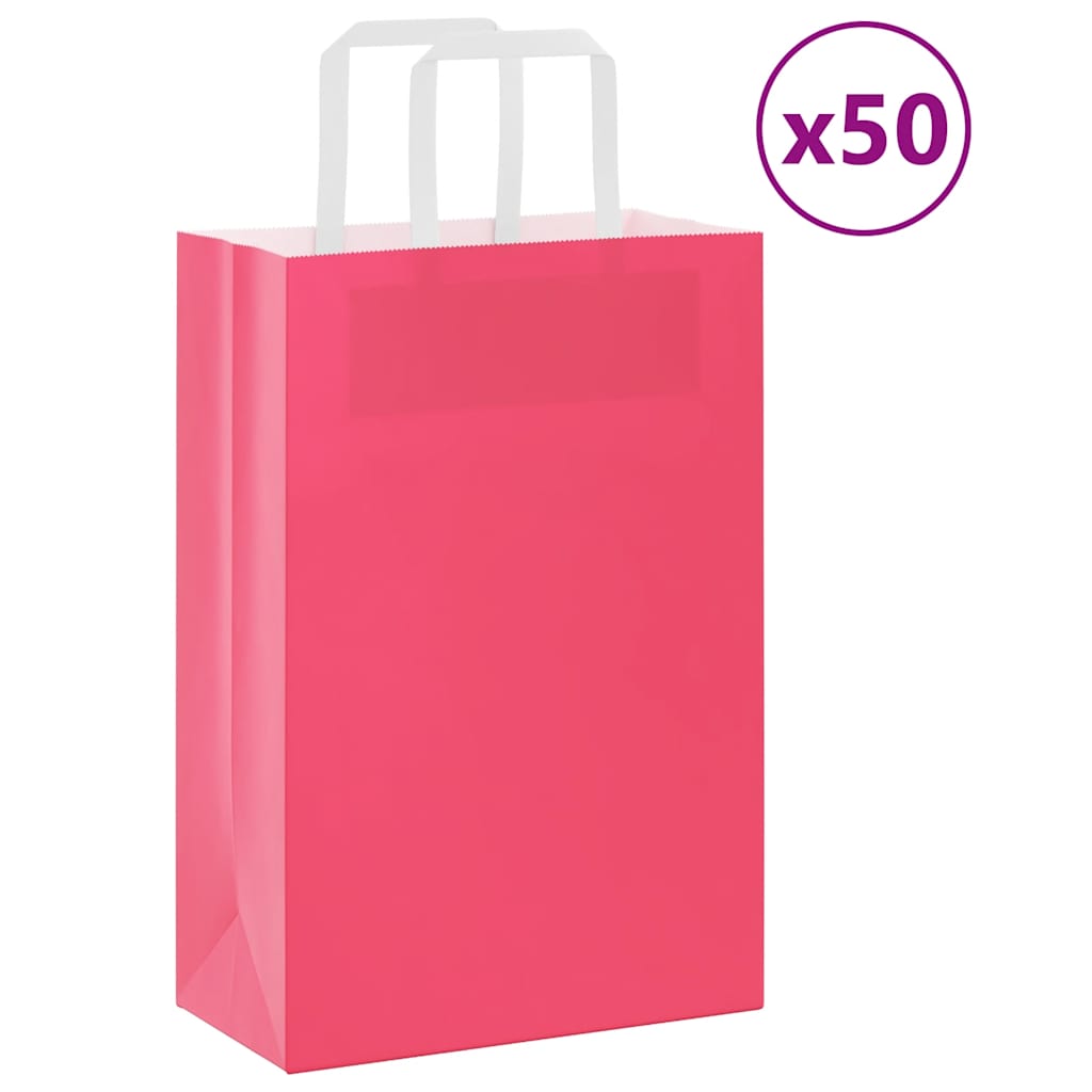 Papírové Tašky 50 Ks S Uchy Růžová