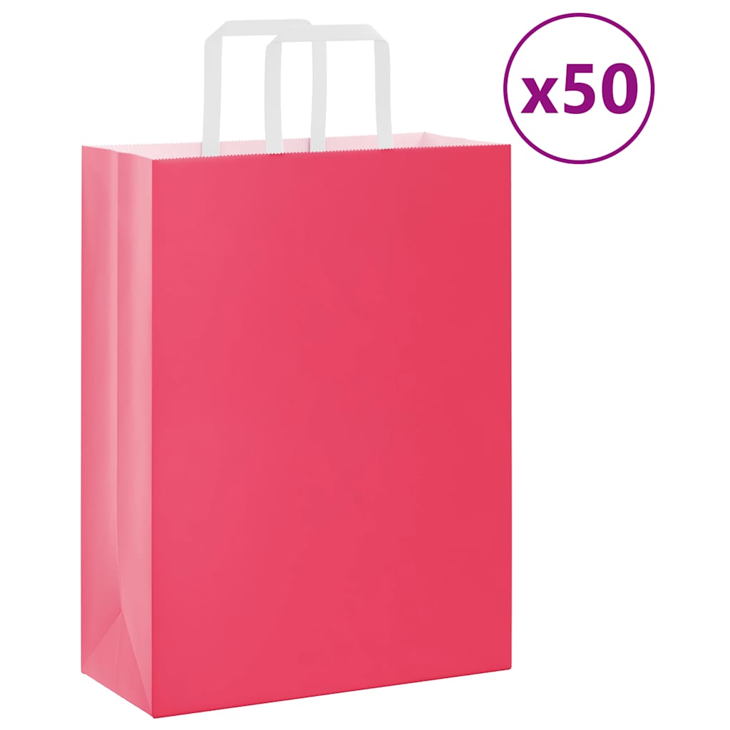 Papírové Tašky 50 Ks S Uchy Růžová
