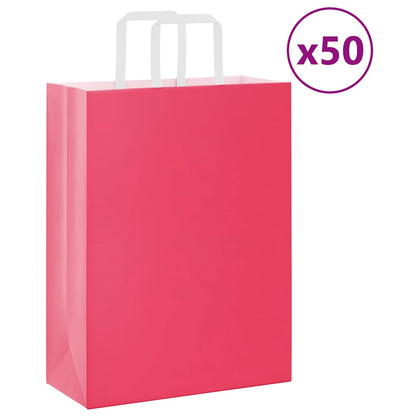 Papírové Tašky 50 Ks S Uchy Růžová
