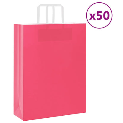 Papírové Tašky 50 Ks S Uchy Růžová