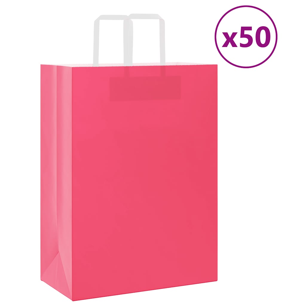 Papírové Tašky 50 Ks S Uchy Růžová