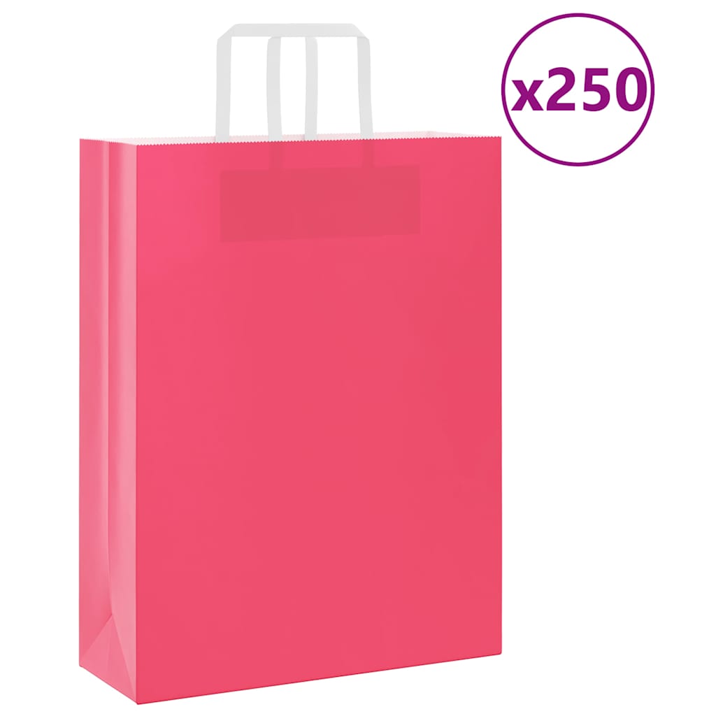 Papírové Tašky 50 Ks S Uchy Růžová