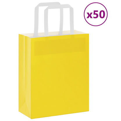 Papírové Tašky 50 Ks S Uchy Žlutá