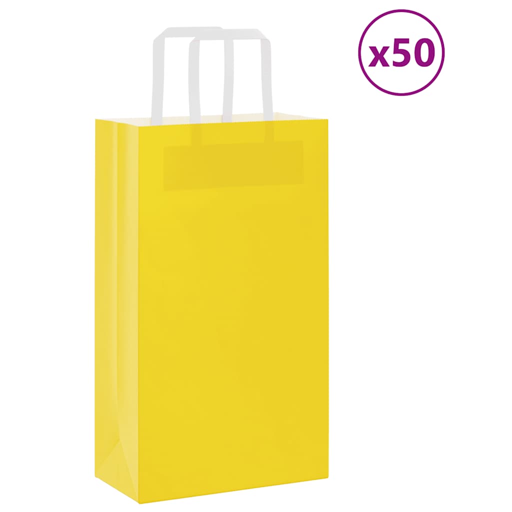 Papírové Tašky 50 Ks S Uchy Žlutá