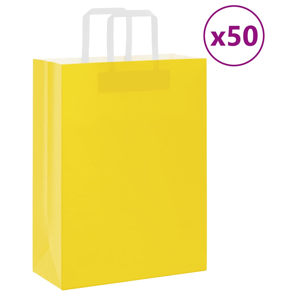 Papírové Tašky 50 Ks S Uchy Žlutá