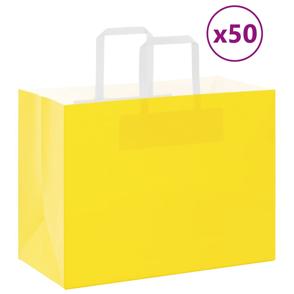 Papírové Tašky 50 Ks S Uchy Žlutá