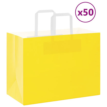 Papírové Tašky 50 Ks S Uchy Žlutá