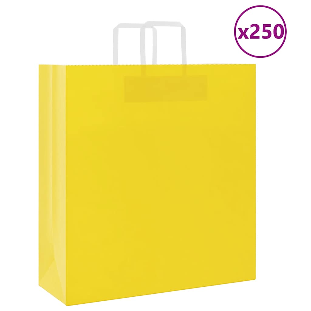 Papírové Tašky 50 Ks S Uchy Žlutá