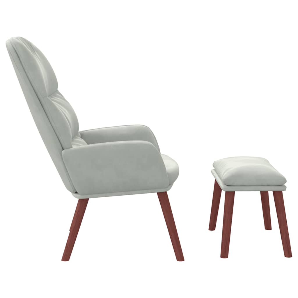 Relaxační Křeslo S Podnožkou Světle Šedé Samet