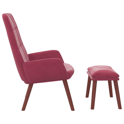 Relaxační Křeslo S Podnožkou Vínové Samet