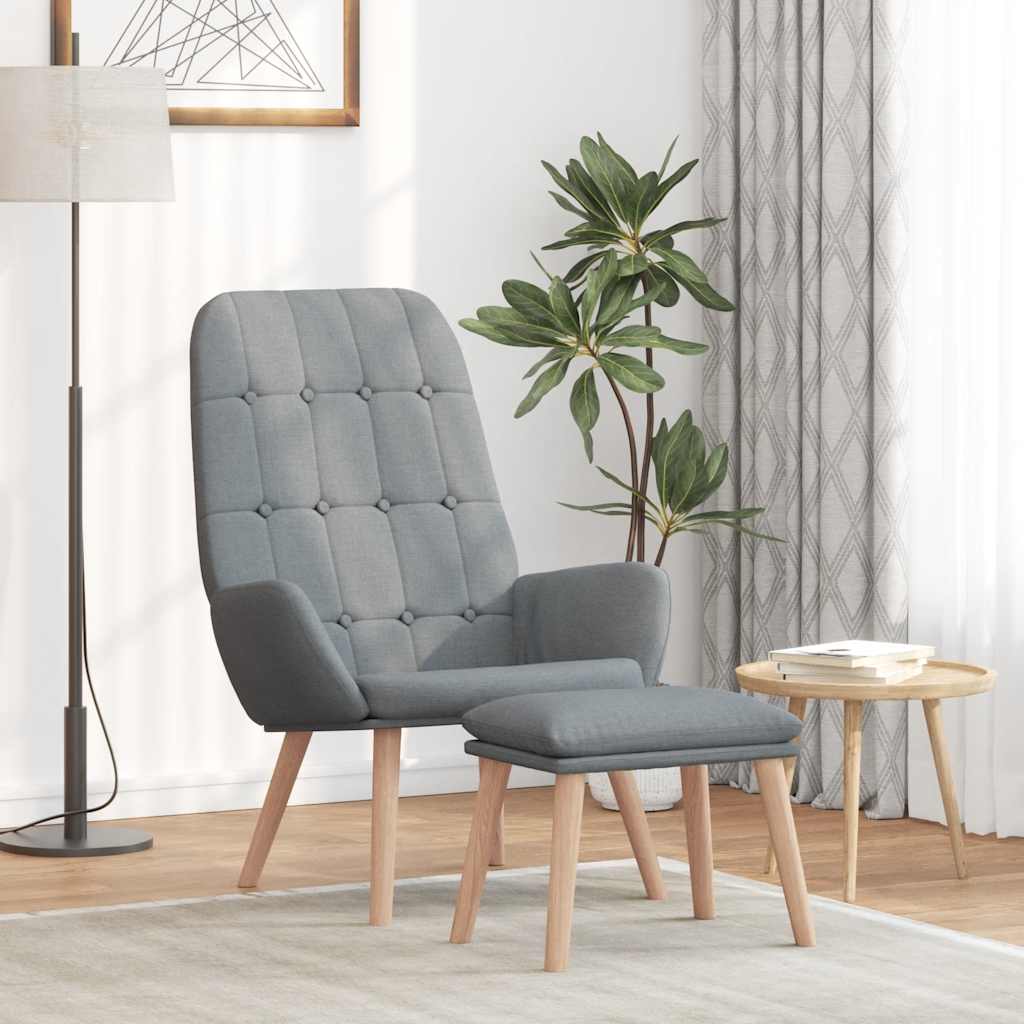 Relaxační Křeslo S Podnožkou Světle Šedé Textil
