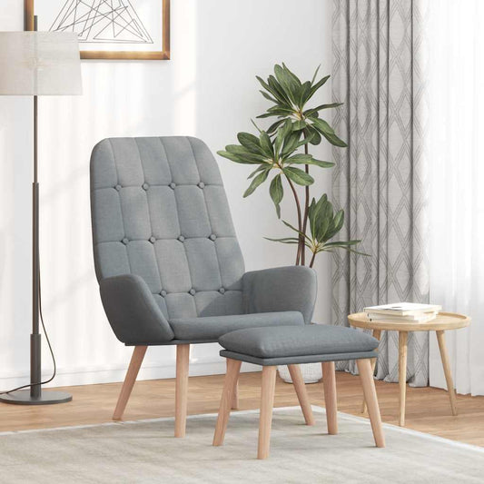 Relaxační Křeslo S Podnožkou Světle Šedé Textil