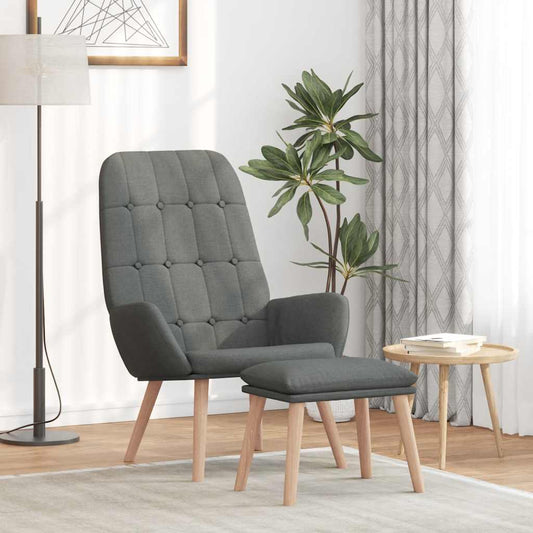 Relaxační Křeslo S Podnožkou Tmavě Šedé Textil
