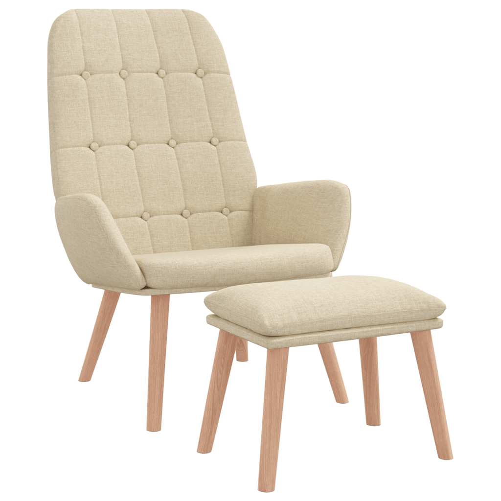 Relaxační Křeslo S Podnožkou Krémové Textil