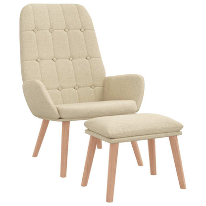 Relaxační Křeslo S Podnožkou Krémové Textil