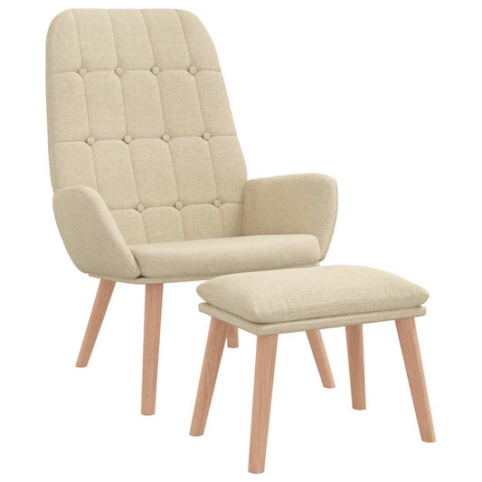 Relaxační Křeslo S Podnožkou Krémové Textil