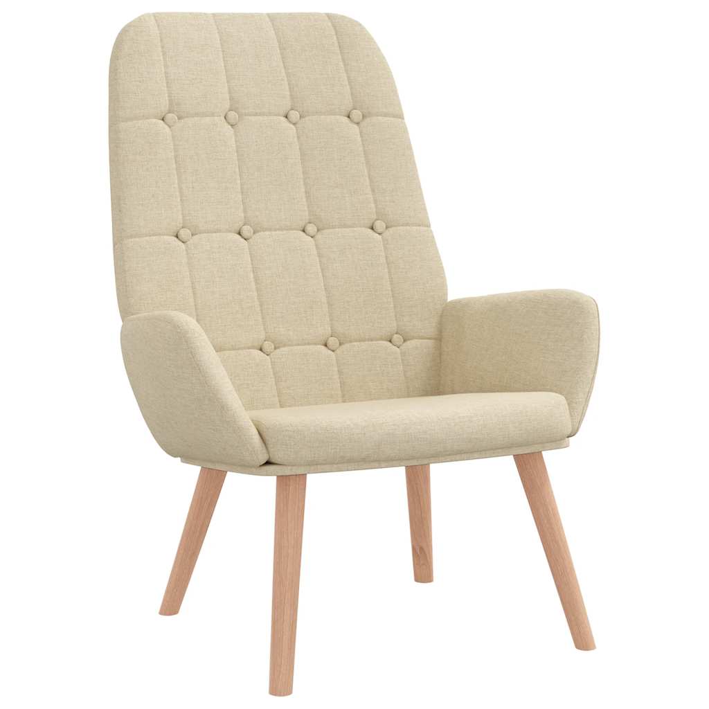 Relaxační Křeslo S Podnožkou Krémové Textil