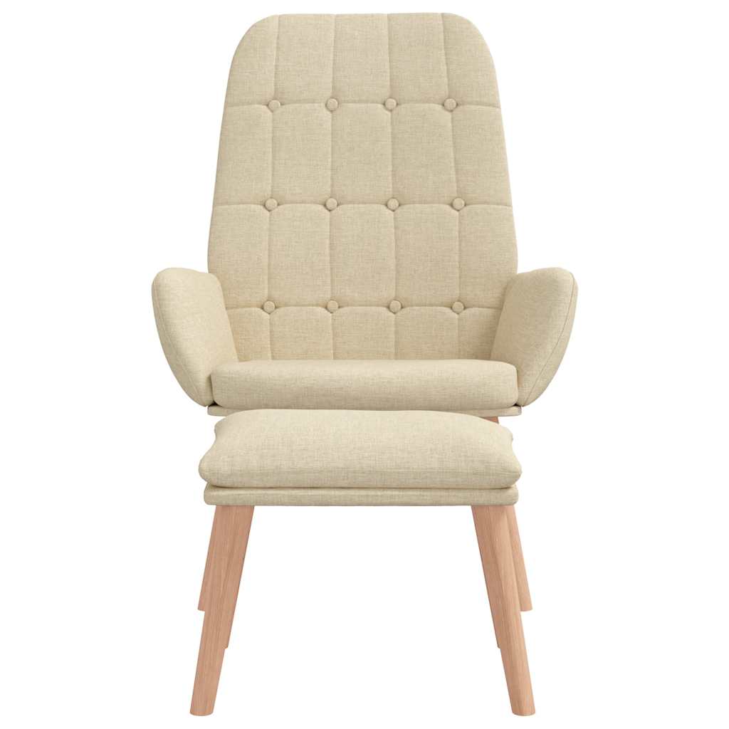 Relaxační Křeslo S Podnožkou Krémové Textil