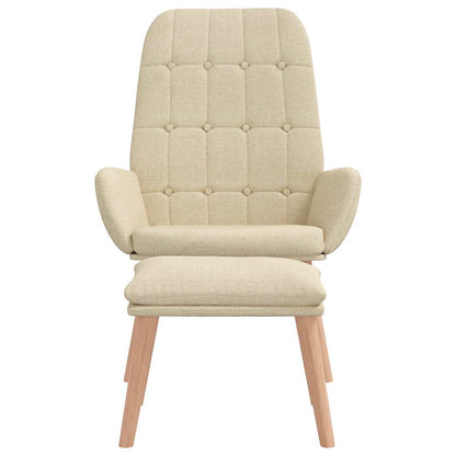 Relaxační Křeslo S Podnožkou Krémové Textil