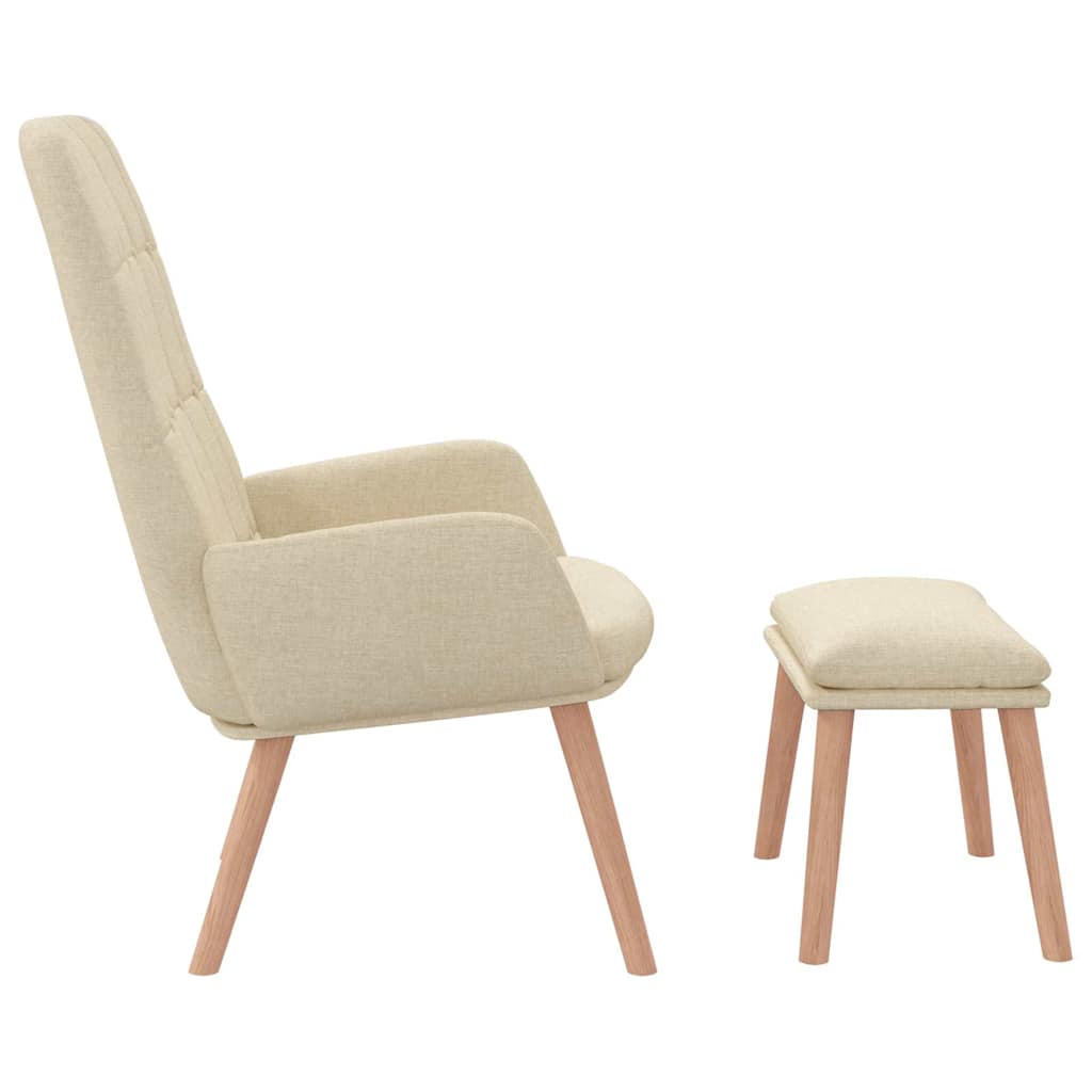 Relaxační Křeslo S Podnožkou Krémové Textil