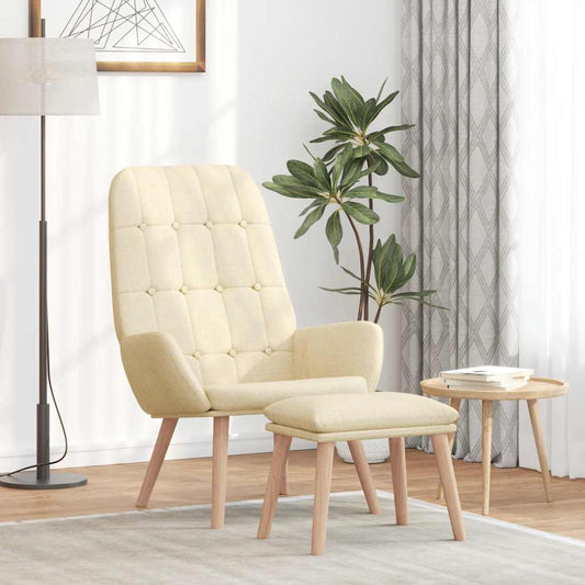 Relaxační Křeslo S Podnožkou Krémové Textil