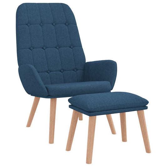 Relaxační Křeslo S Podnožkou Modré Textil