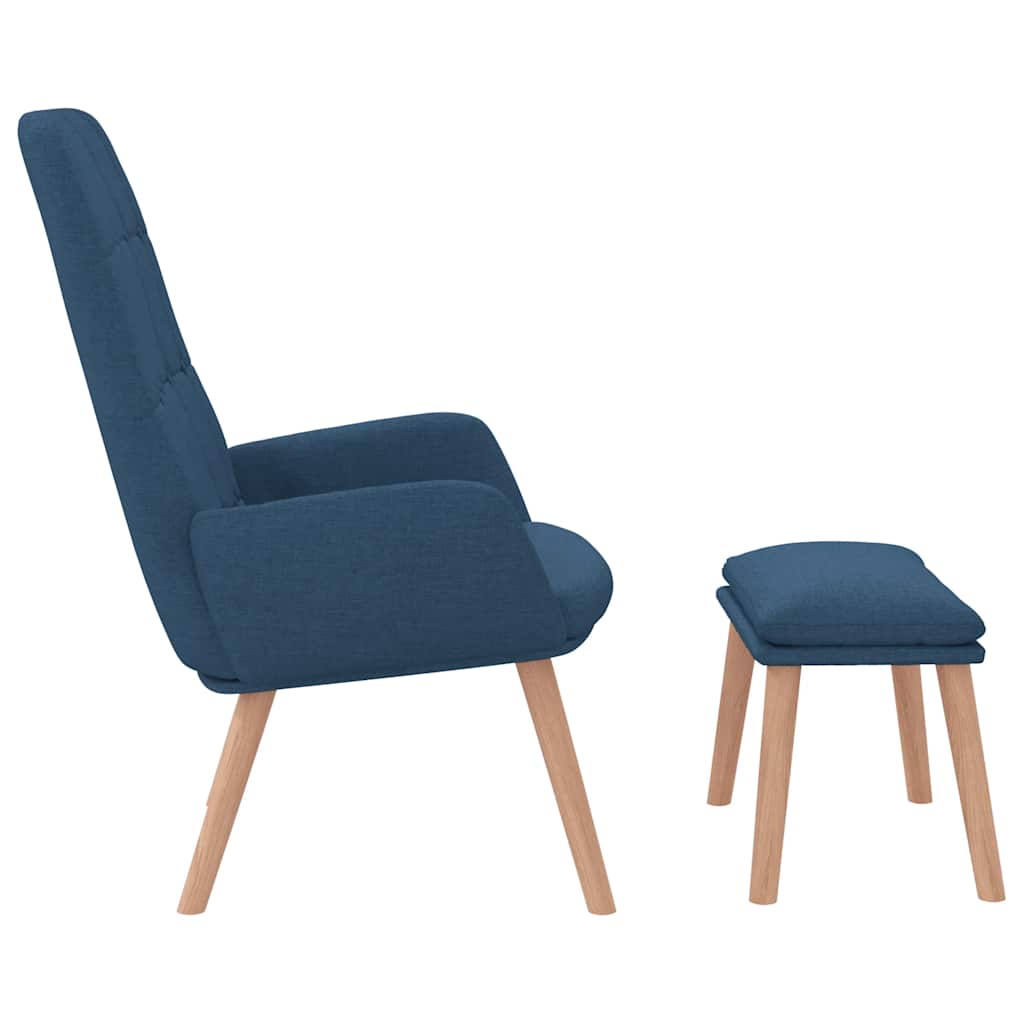 Relaxační Křeslo S Podnožkou Modré Textil