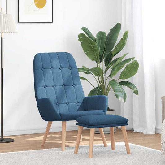 Relaxační Křeslo S Podnožkou Modré Textil