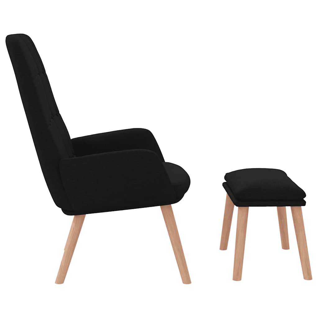 Relaxační Křeslo S Podnožkou Černé Textil