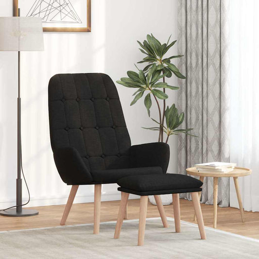 Relaxační Křeslo S Podnožkou Černé Textil