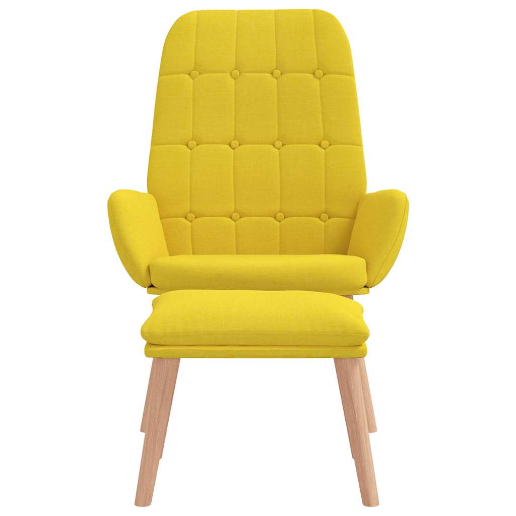 Relaxační Křeslo S Podnožkou Světle Žluté Textil